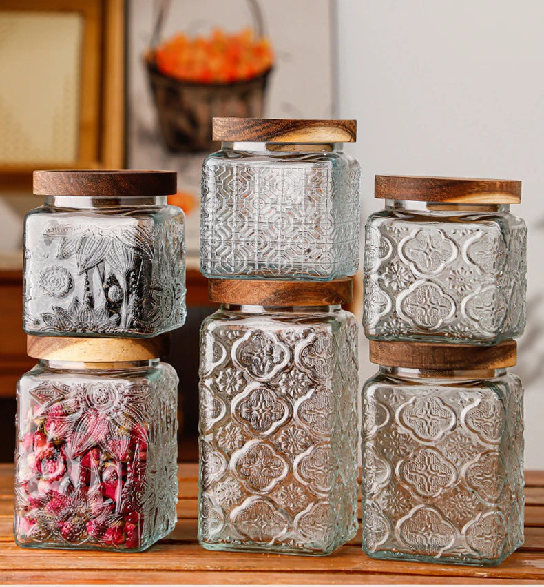 Vintage Glass Storage Jars with Airtight Lids