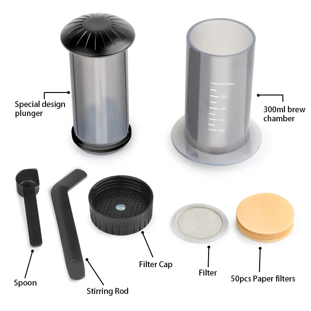 RECAFIMIL Aeropress Coffee Maker | Portable Espresso & French Press | 50 Filters Included