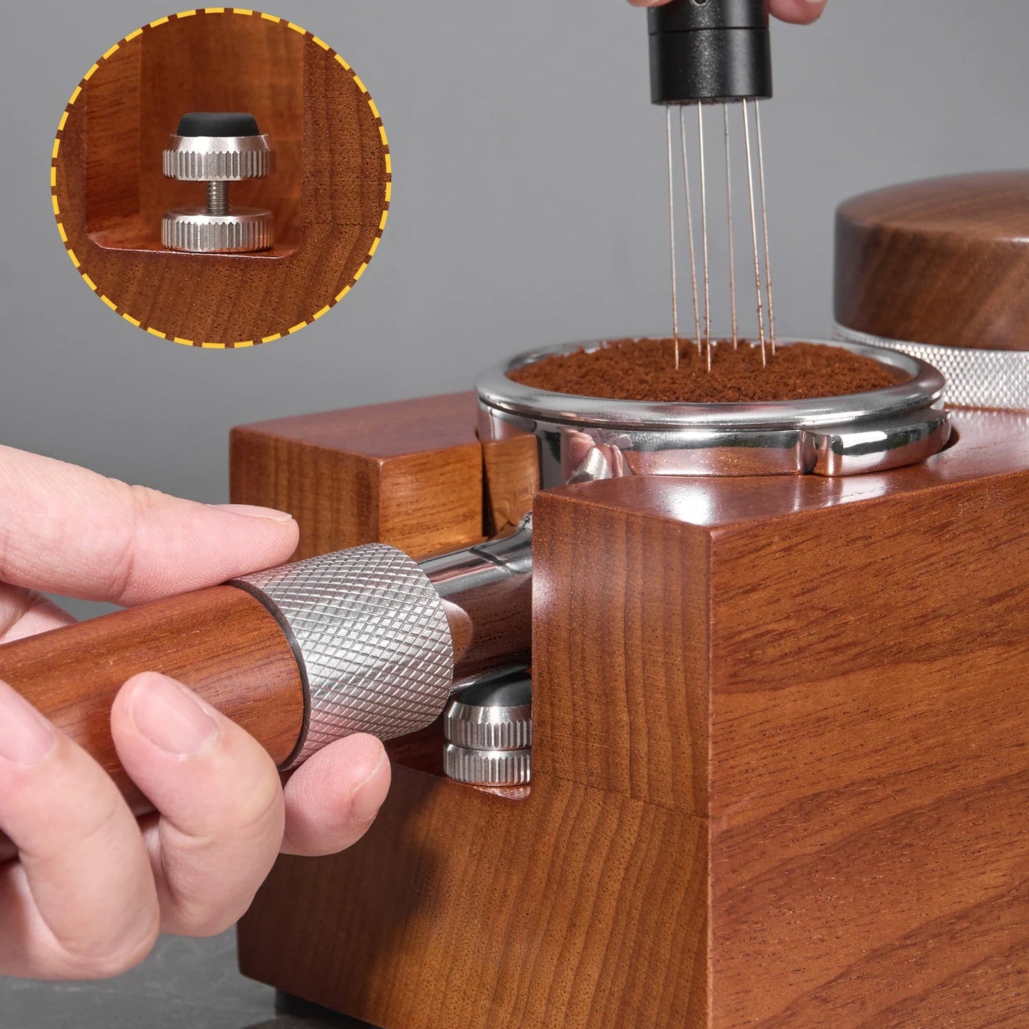 Rosewood Espresso Tamper Holder Stand