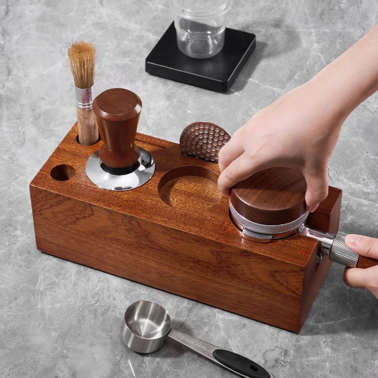 Rosewood Espresso Tamper Holder Stand