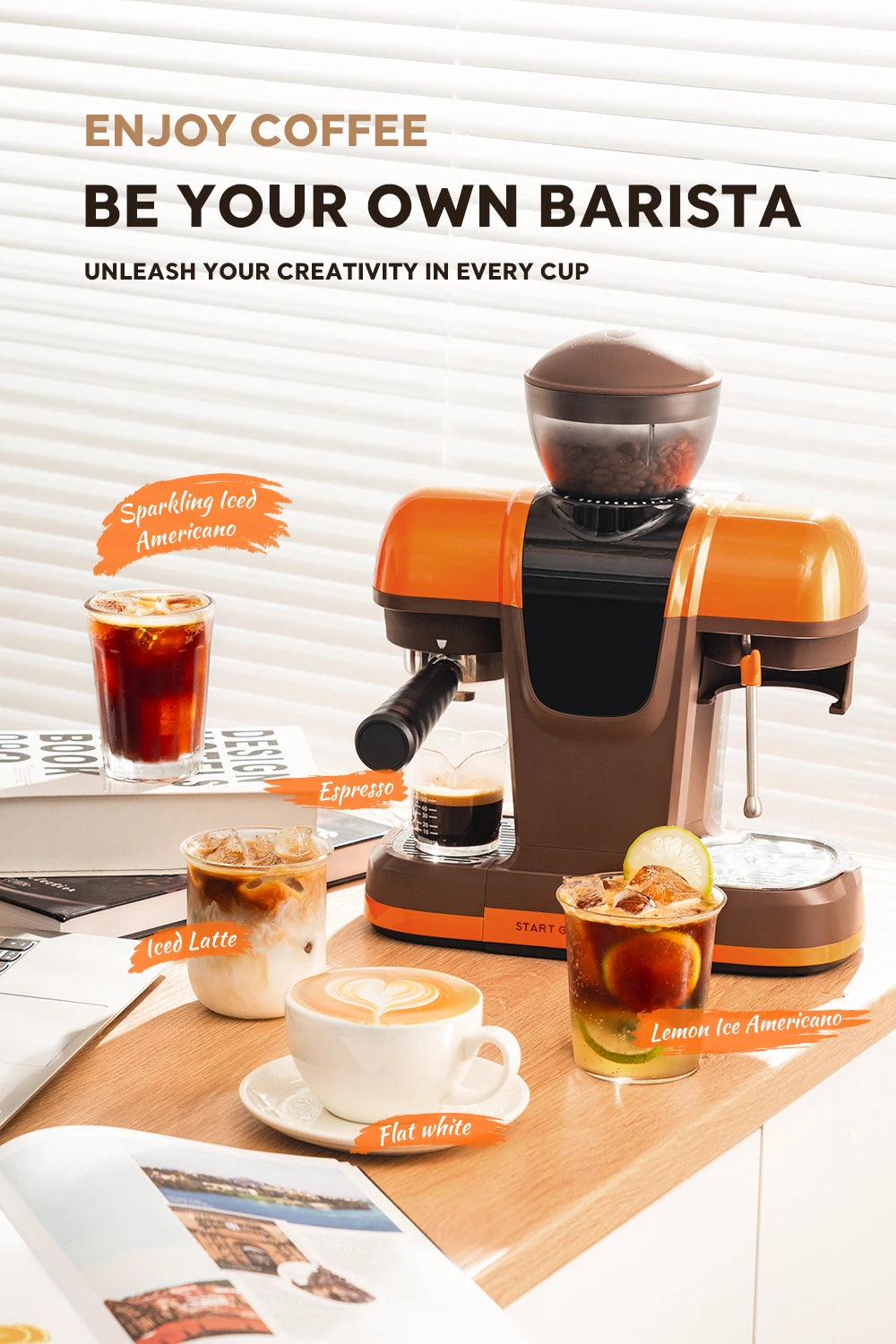 i Cafilas 19 Bar Semi-Automatic Espresso Machine with Built-in Frother
