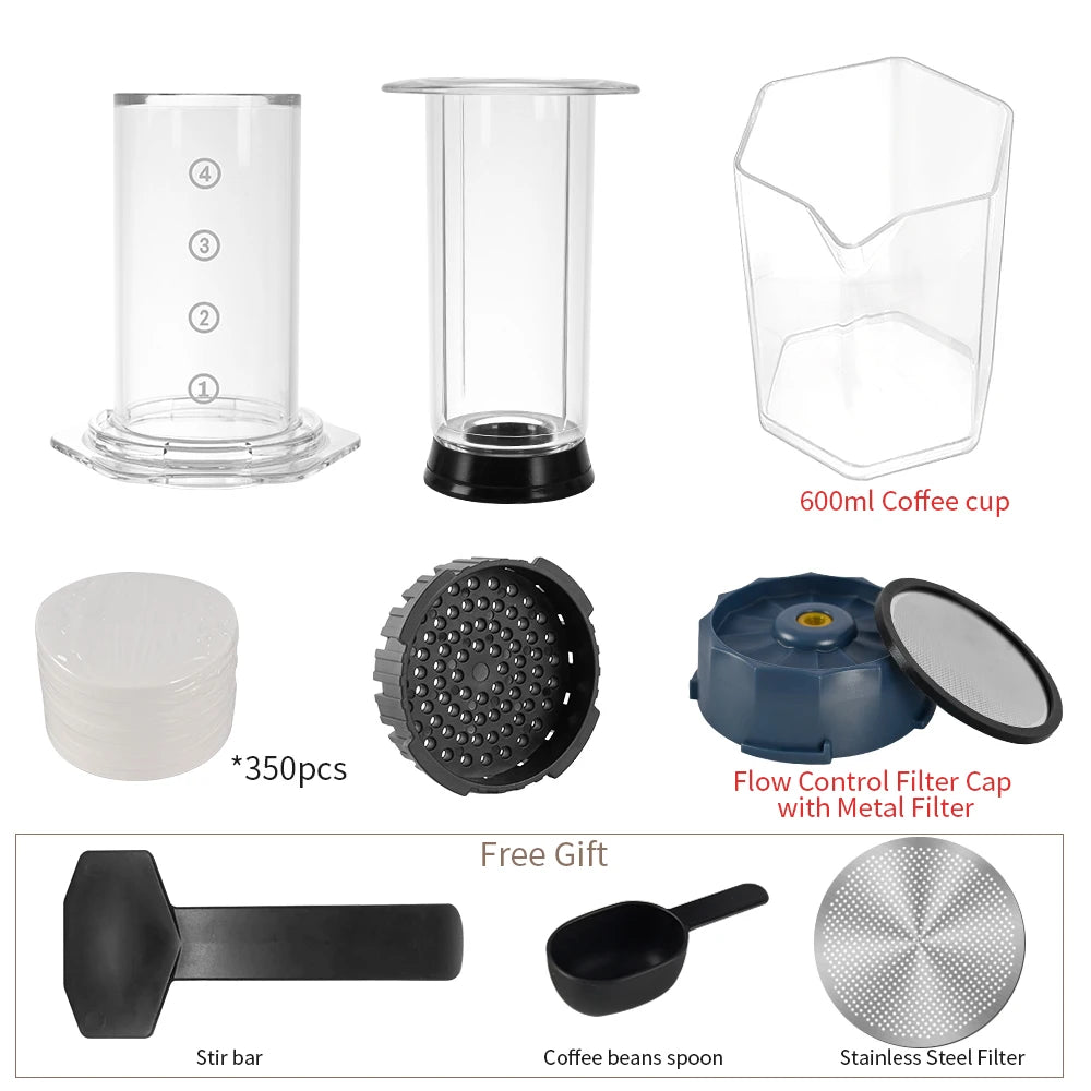 CAFEMASY Portable Aeropress Coffee Maker | BPA-Free Tritan | French Press, Espresso & Air Press | 300ml
