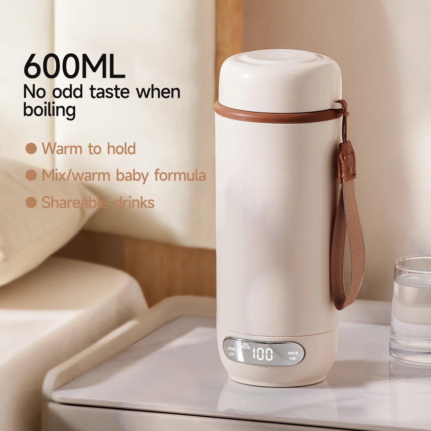 600ml Smart Electric Travel Cup – Intelligent LED Display & 12-Level Precision Temp Control
