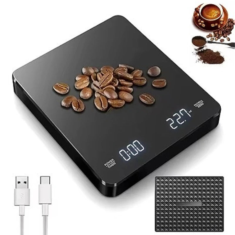Digital Coffee Scale with Timer | LED Display | USB-C | 0.1g Precision | 3kg Max