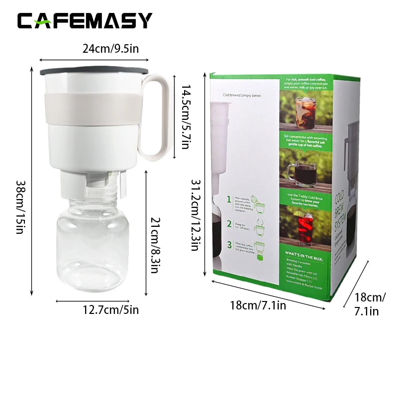 Large Capacity Cold Brew Coffee Maker | Portable Bucket & Ice Drip Filter Pot | 1.65L