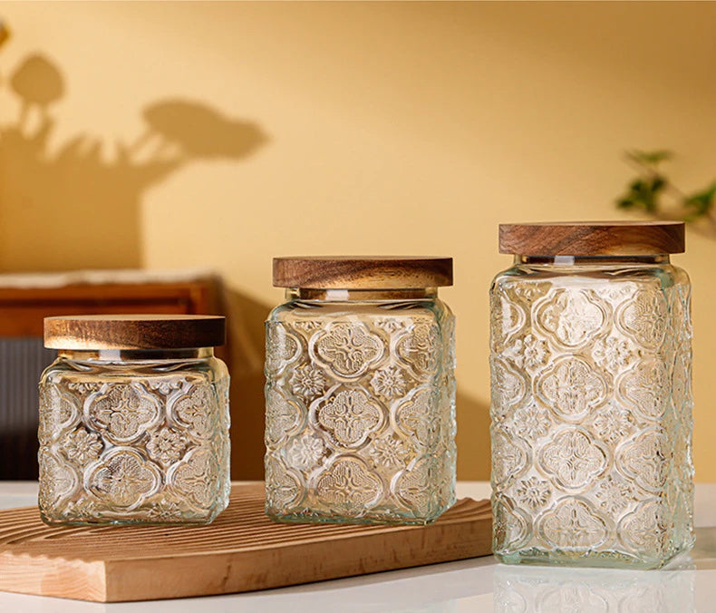 Vintage Glass Storage Jars with Airtight Lids