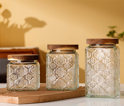 Vintage Glass Storage Jars with Airtight Lids