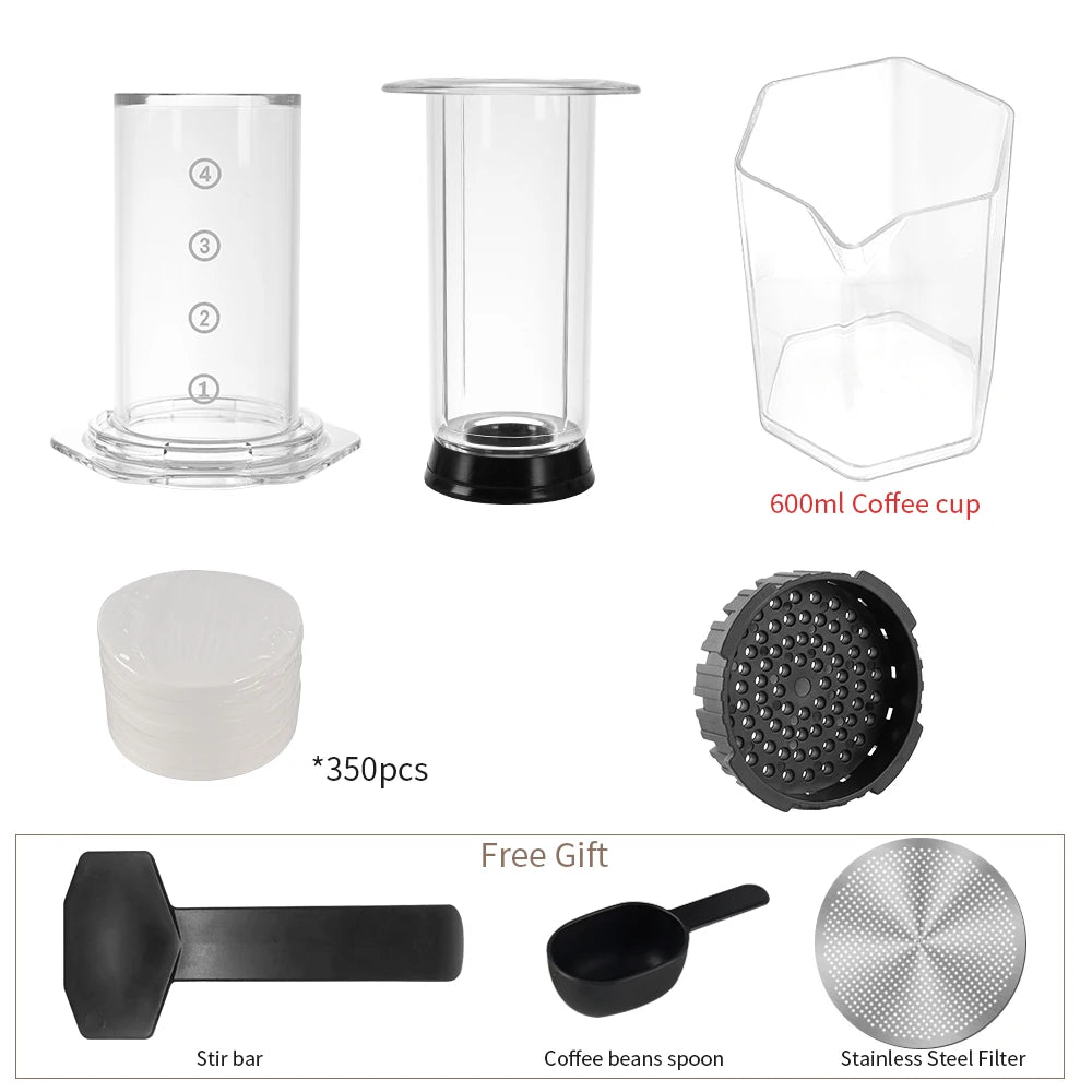 CAFEMASY Portable Aeropress Coffee Maker | BPA-Free Tritan | French Press, Espresso & Air Press | 300ml