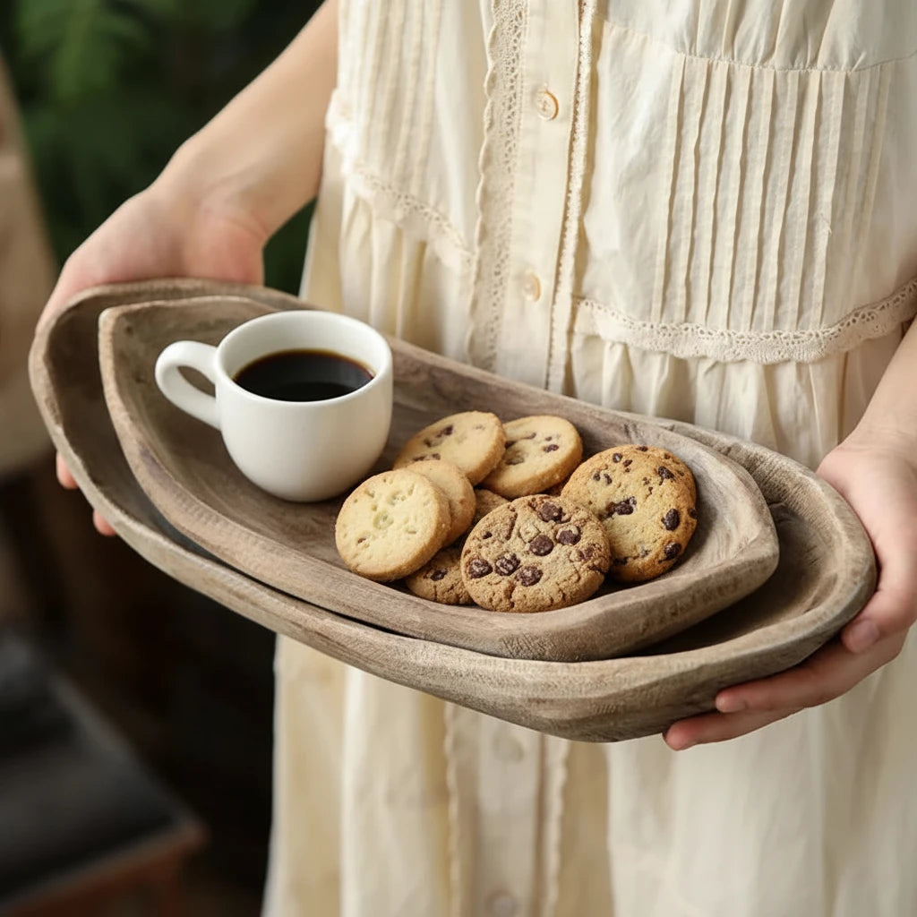 Paulownia Wood Serving Tray or Plate | Coffee & Tea