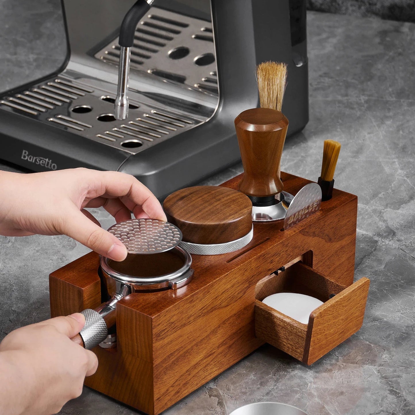 Rosewood Espresso Tamper Holder Stand