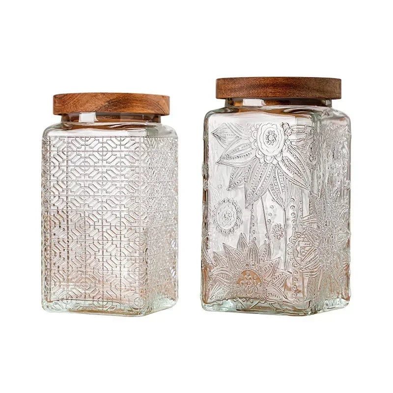 Vintage Glass Storage Jars with Airtight Lids