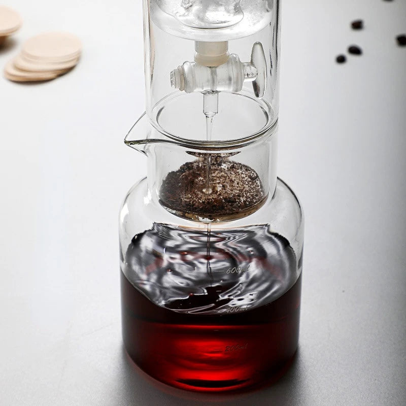 Cold Brew Coffee Pot Set | Glass Dripper & Filter | 600ml | Grey & Transparent