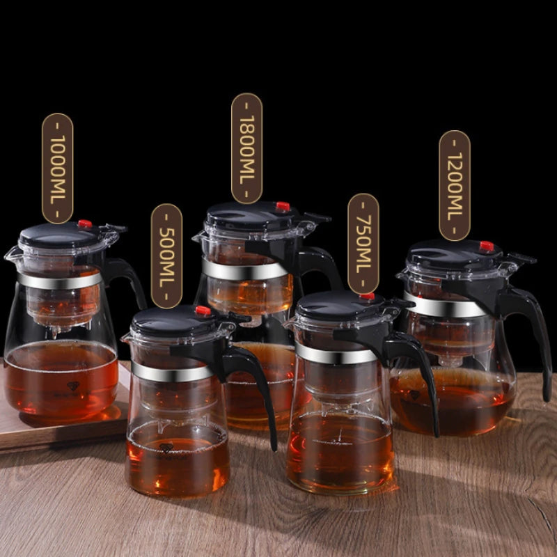 Borosilicate Glass Teapot with Tea Infuser | 500ml–1800ml | Heat-Resistant | Home & Office