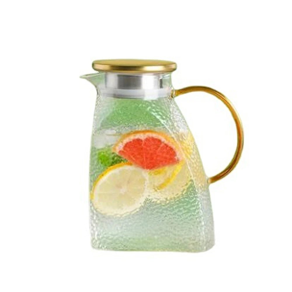 1.8L Glass Water Jug with Handle & Lid | Carafe for Cold & Hot Drinks
