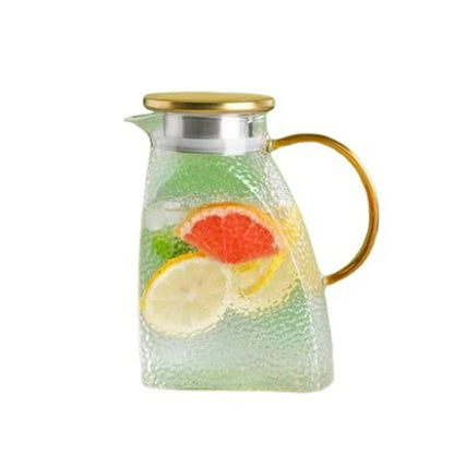 1.8L Glass Water Jug with Handle & Lid | Carafe for Cold & Hot Drinks