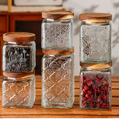 Vintage Glass Storage Jars with Airtight Lids