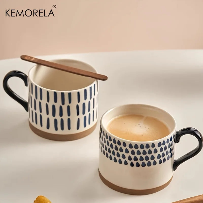 Nordic Ceramic Coffee Mug with Handle | 450ml | Retro Japanese Style