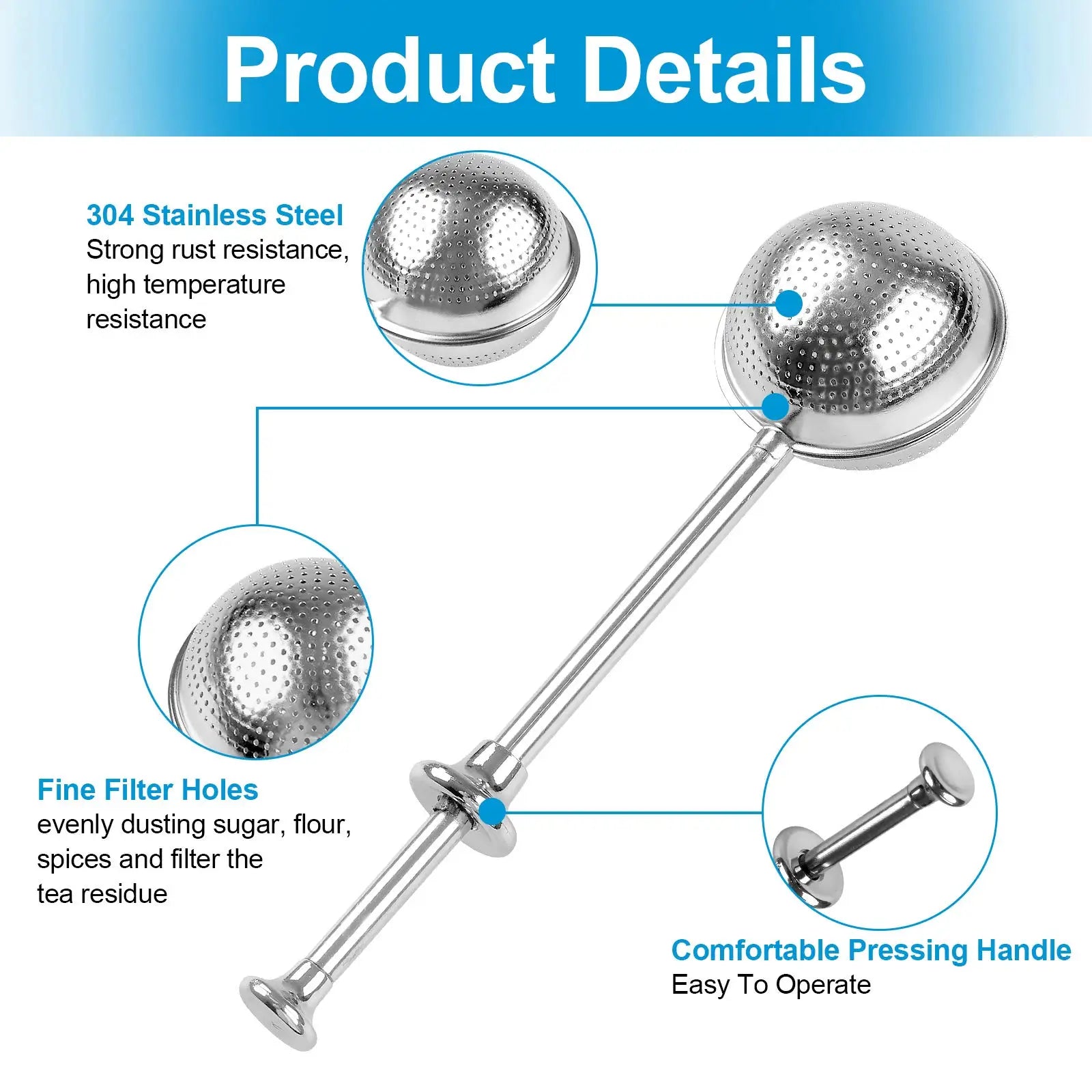 Stainless Steel Tea Strainer Set - 2-Piece Fine Mesh Ball Infuser