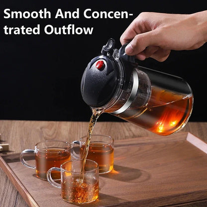 Press & Pour Glass Teapot | One-Click Filter | 500ml–1800ml