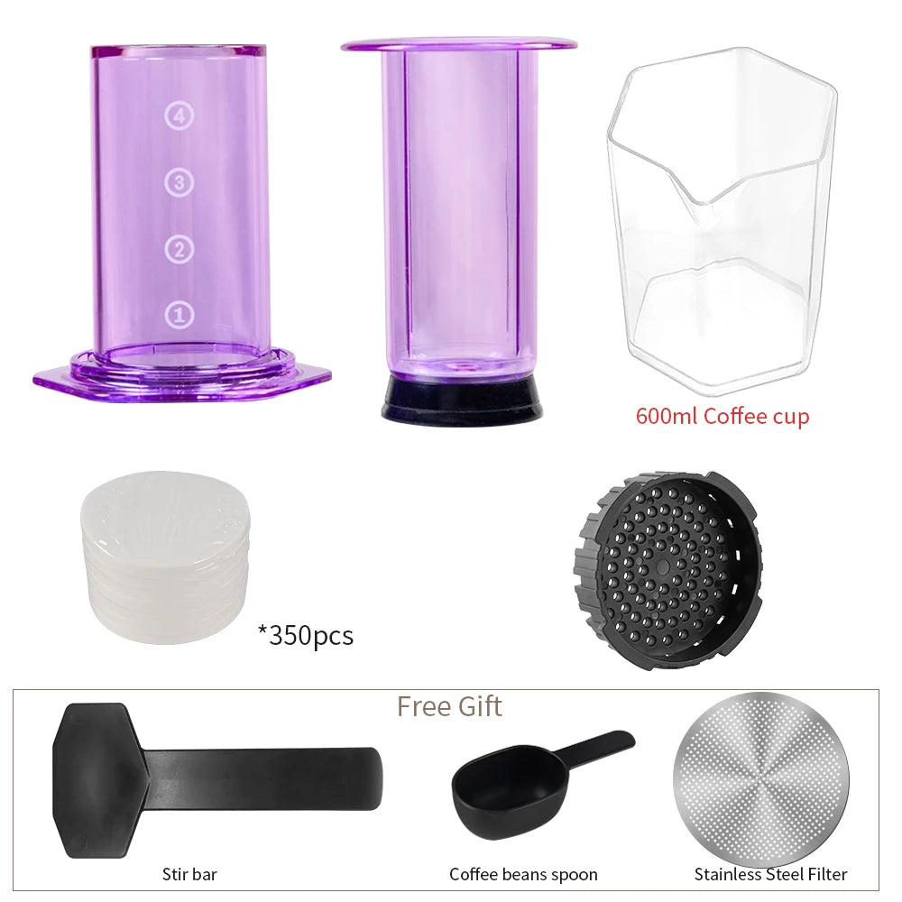 CAFEMASY Portable Aeropress Coffee Maker | BPA-Free Tritan | French Press, Espresso & Air Press | 300ml
