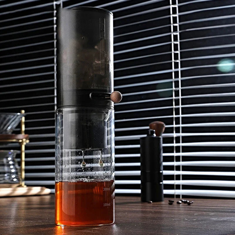EXSX Ice Drip Cold Brew Coffee Tower | 450ml Borosilicate Glass | Detachable Dripper for Home & Camping