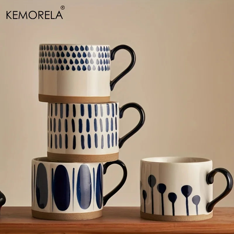 Nordic Ceramic Coffee Mug with Handle | 450ml | Retro Japanese Style