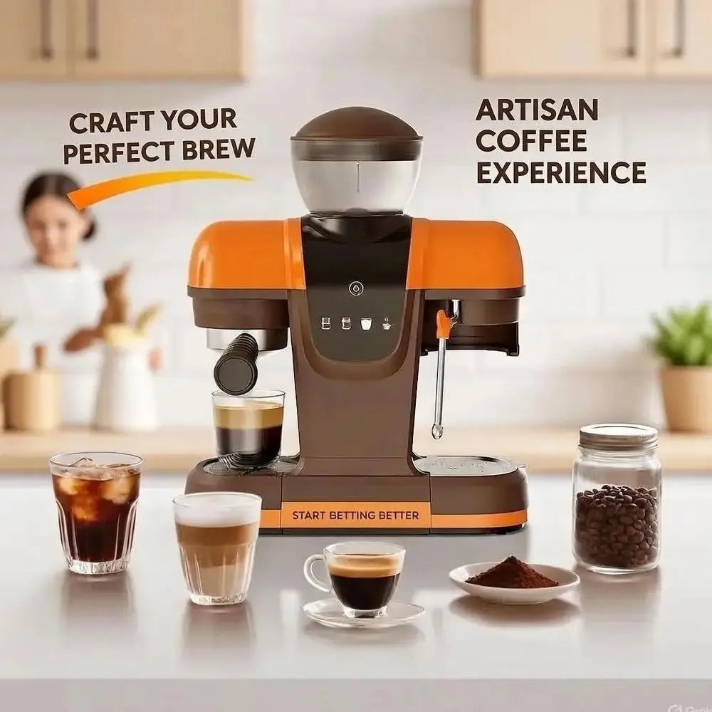 i Cafilas 19 Bar Semi-Automatic Espresso Machine with Built-in Frother