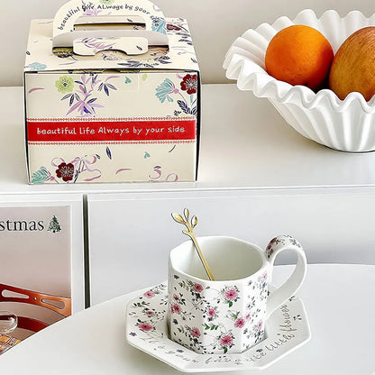 Japanese Floral Ceramic Coffee Cup