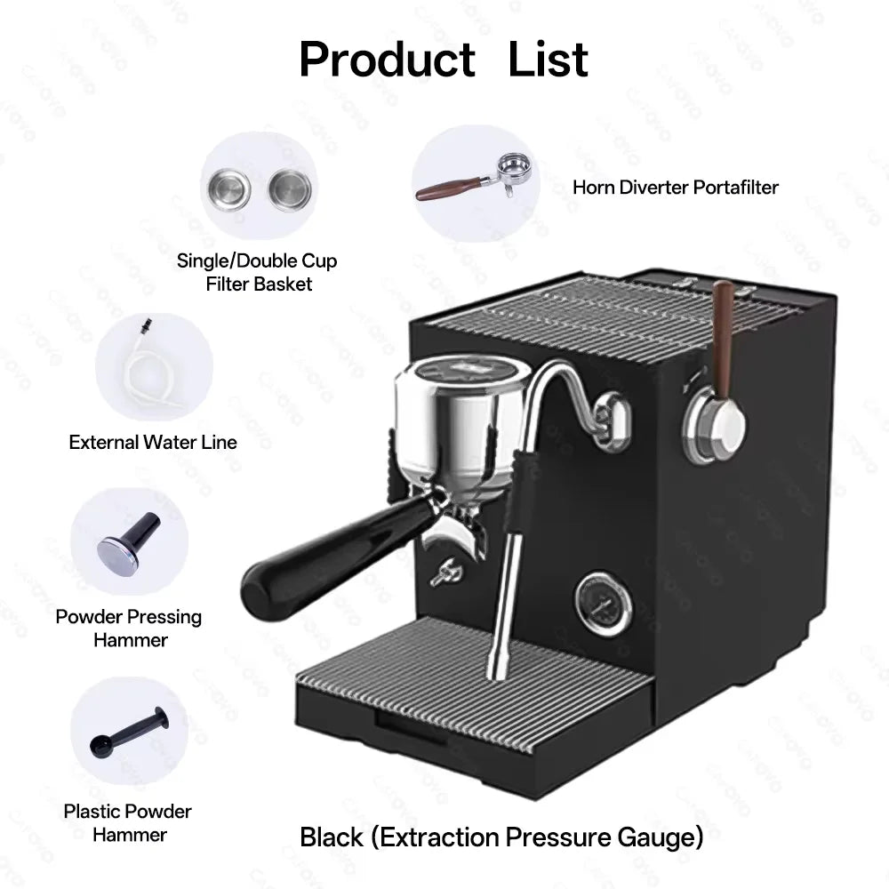 CAFOVO E120 Dual Boiler Espresso Machine | 9-Bar Semi-Automatic Coffee Maker with OLED Display & Italian ULKA Pump