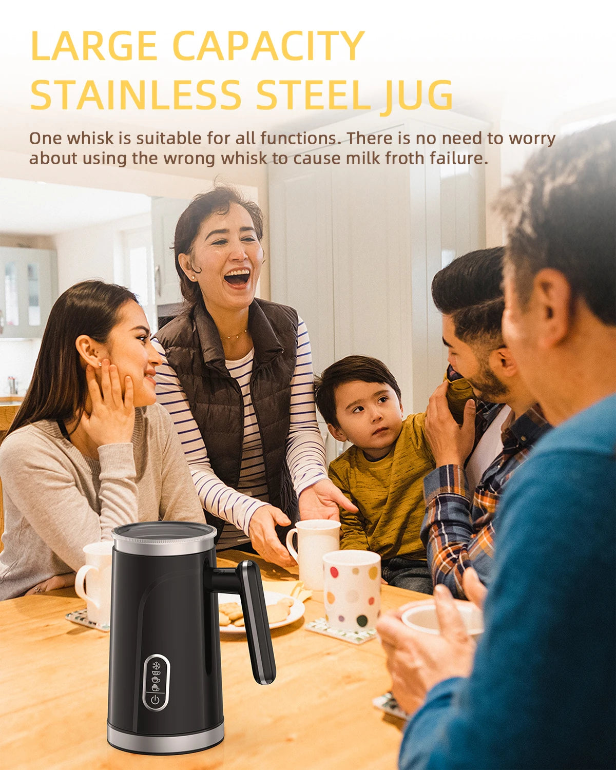 BioloMix 4-in-1 Automatic Milk Frother & Steamer | Hot & Cold Foam | 300ml