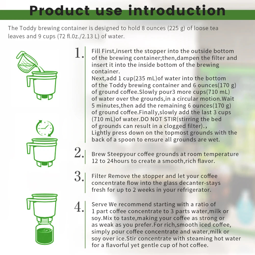 Large Capacity Cold Brew Coffee Maker | Portable Bucket & Ice Drip Filter Pot | 1.65L