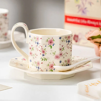 Japanese Floral Ceramic Coffee Cup