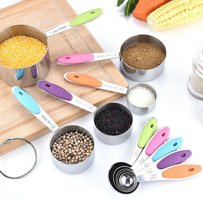 Stainless Steel Measuring Spoon & Cup Set with Silicone Handles | 5 & 10 Piece