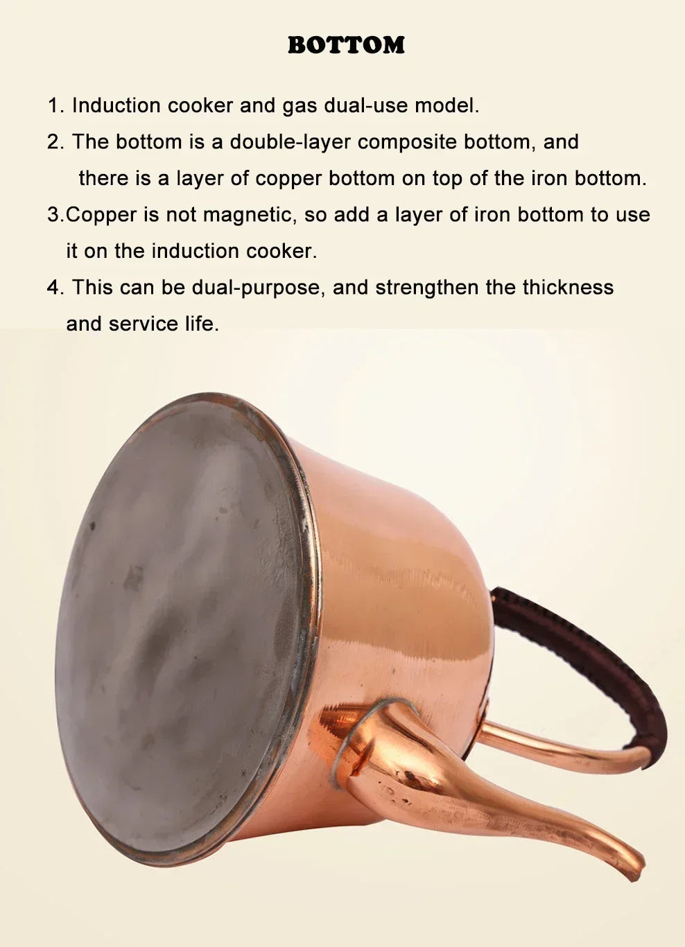 Handmade Pure Copper Teapot & Kettle — Induction & Gas Compatible | 2L