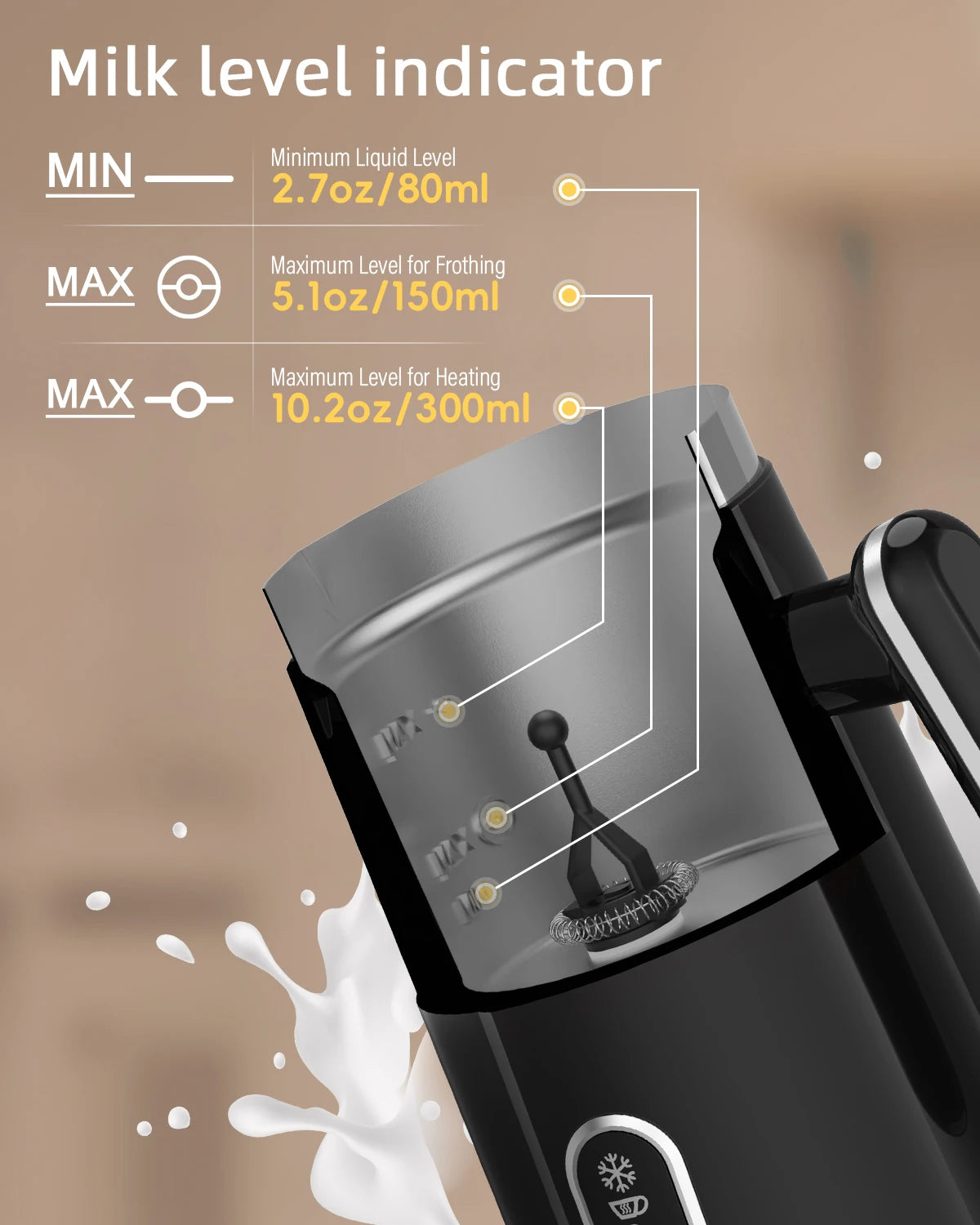 BioloMix 4-in-1 Automatic Milk Frother & Steamer | Hot & Cold Foam | 300ml