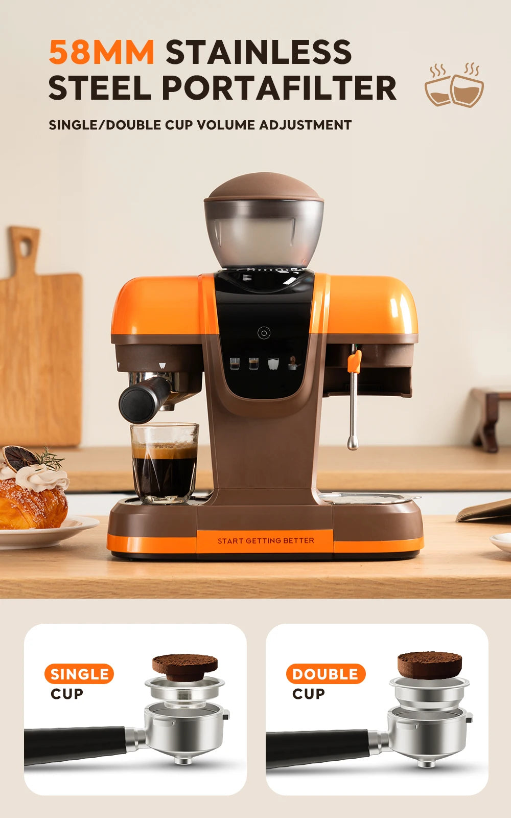 i Cafilas 19 Bar Semi-Automatic Espresso Machine with Built-in Frother
