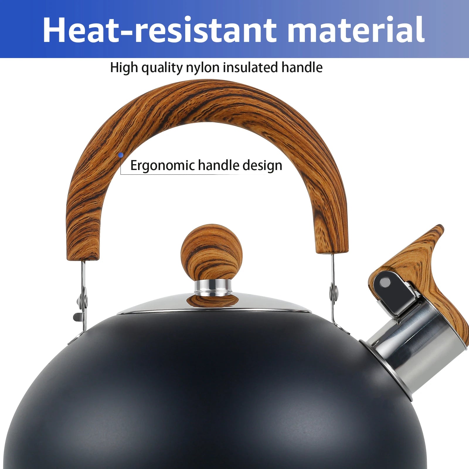 Stainless Steel Whistling Stovetop Kettle | Anti-Scald Handle | 2L / 2.5L / 3L | 4 Colours