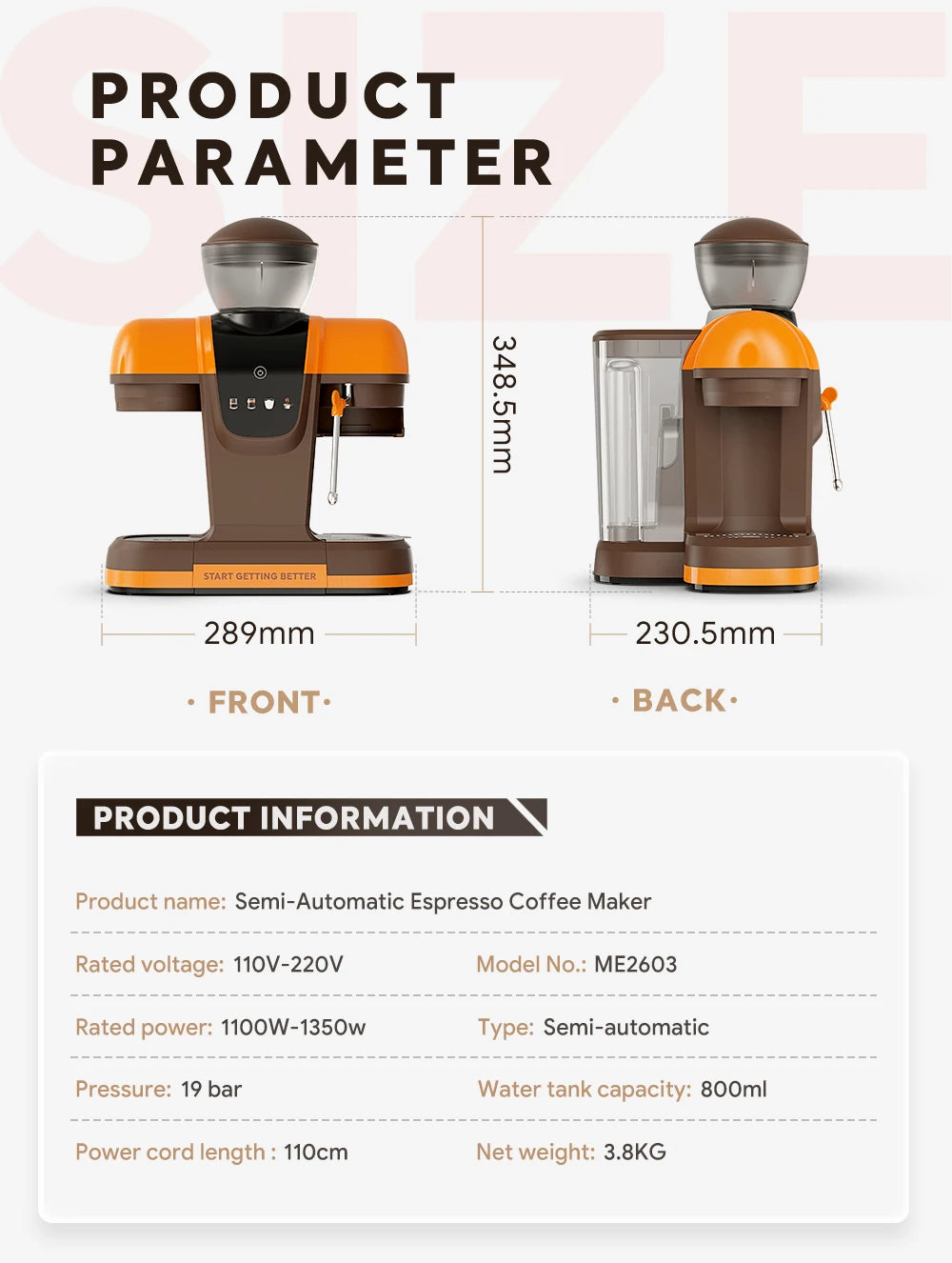 i Cafilas 19 Bar Semi-Automatic Espresso Machine with Built-in Frother