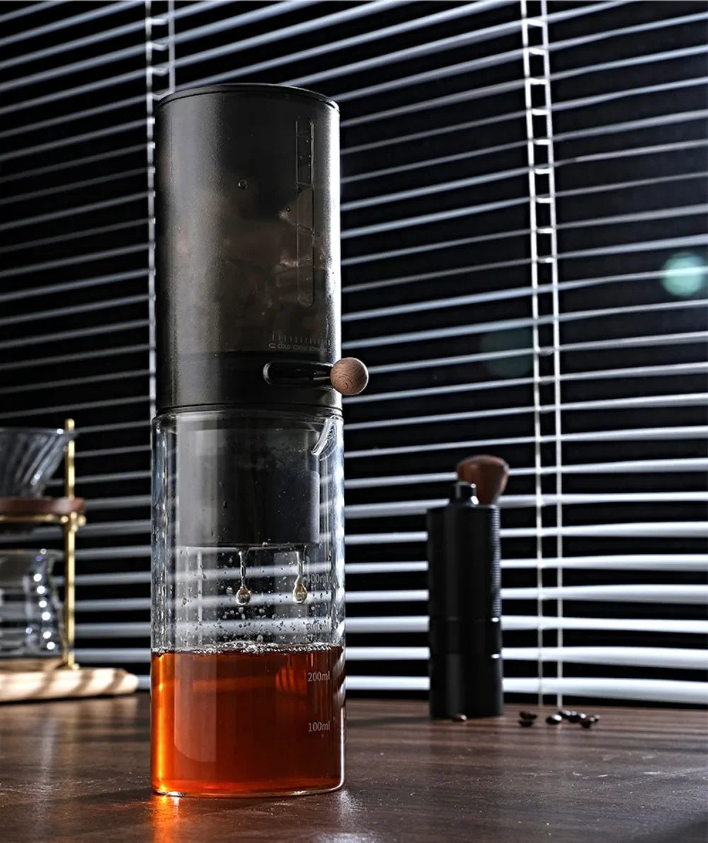 EXSX Ice Drip Cold Brew Coffee Tower | 450ml Borosilicate Glass | Detachable Dripper for Home & Camping