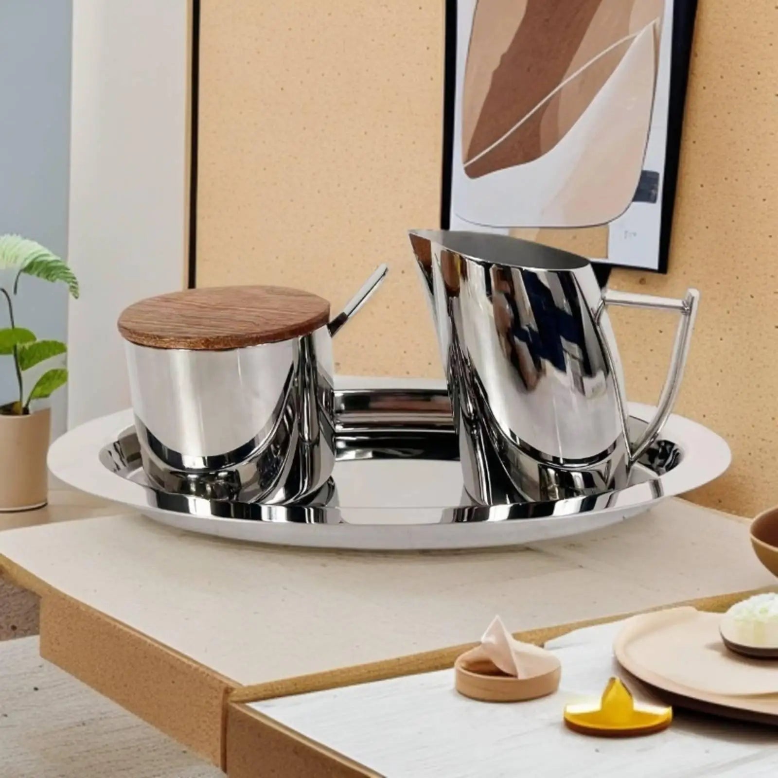 Kesoto Stainless Steel Sugar & Creamer Set | Luxury Metal Sugar Bowl & Milk Pitcher Kit