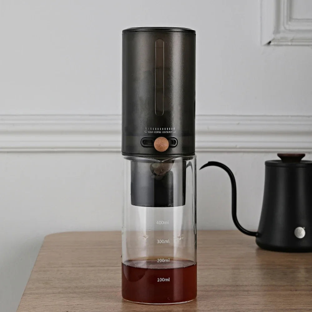 EXSX Ice Drip Cold Brew Coffee Tower | 450ml Borosilicate Glass | Detachable Dripper for Home & Camping