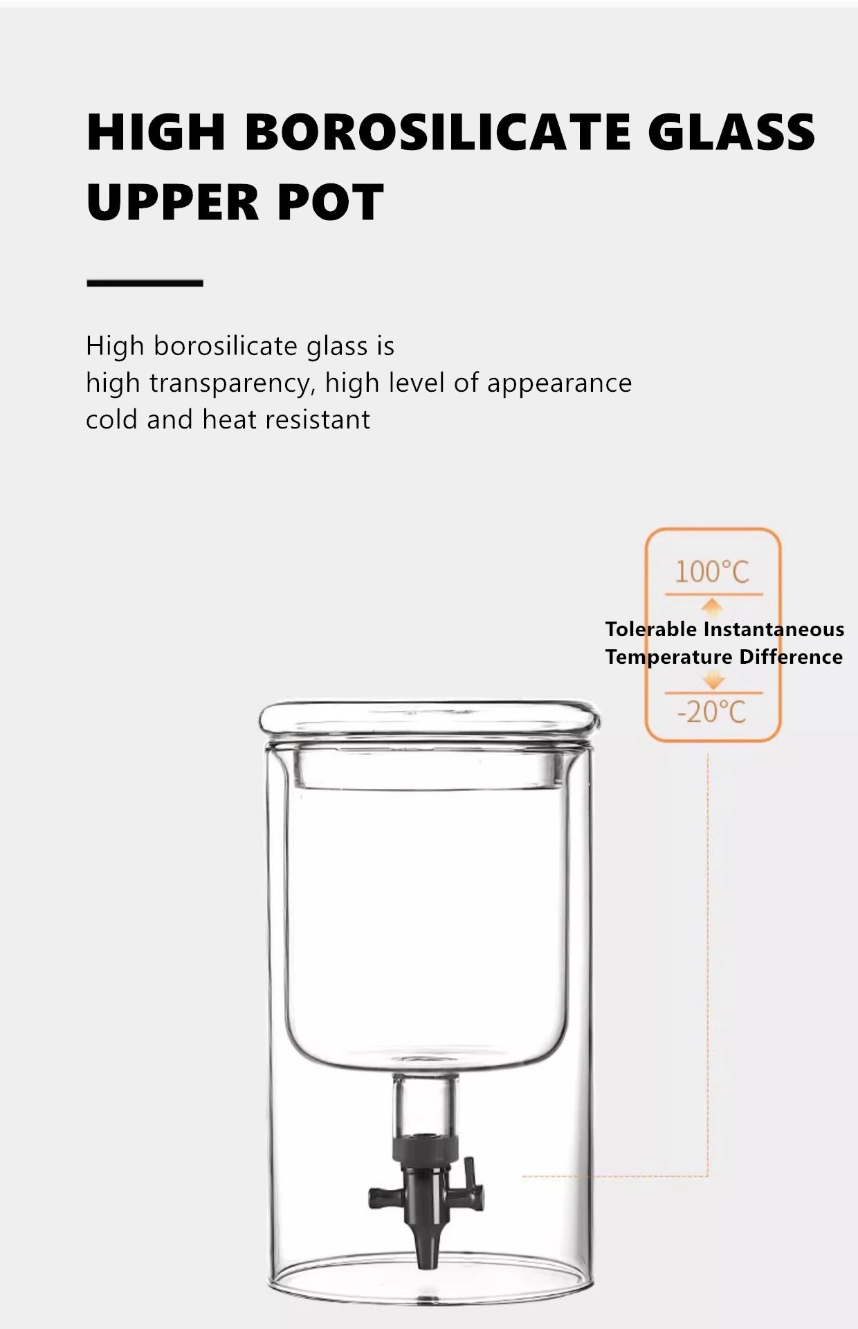 BINCOO 600ml Glass Cold Brew Coffee Maker | Slow Drip Iced Coffee Dripper | Beech & Borosilicate Glass