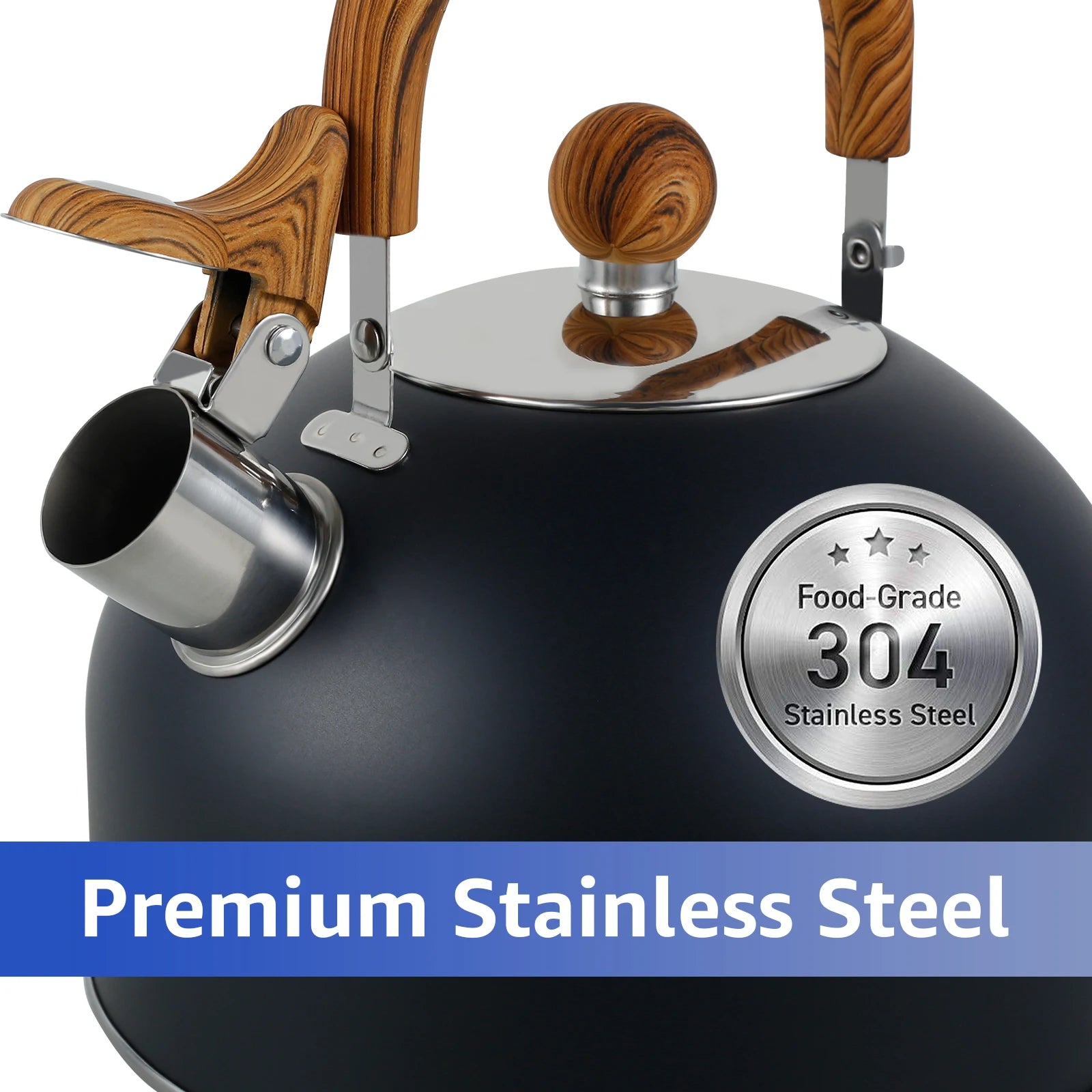 Stainless Steel Whistling Stovetop Kettle | Anti-Scald Handle | 2L / 2.5L / 3L | 4 Colours