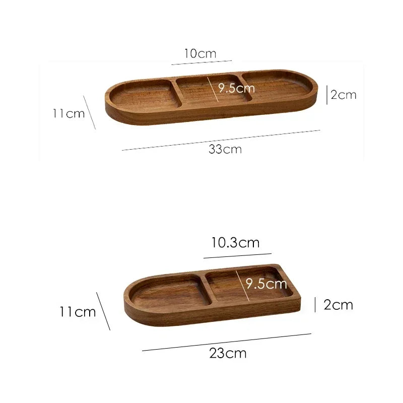 Natural Acacia Wood Tray for Serving Coffee & Tea