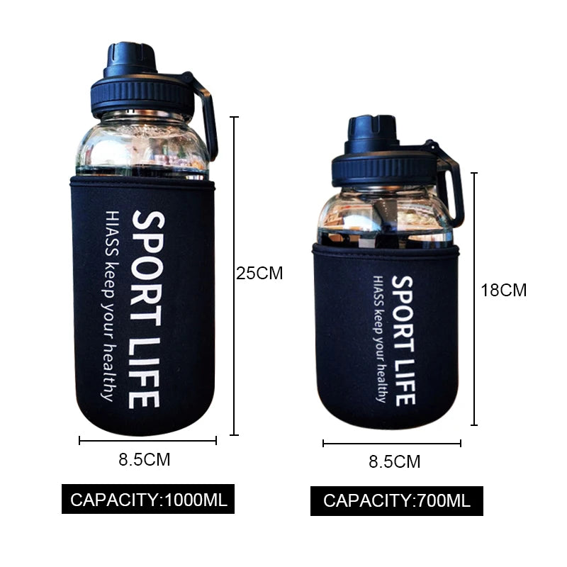Borosilicate Glass Water Bottle with Filter & Sleeve