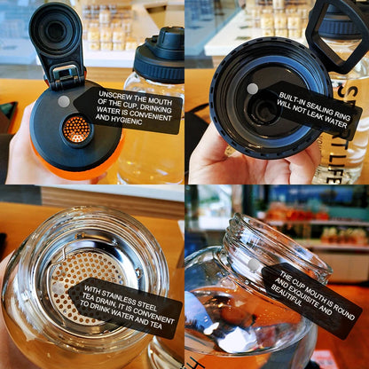 Borosilicate Glass Water Bottle with Filter & Sleeve