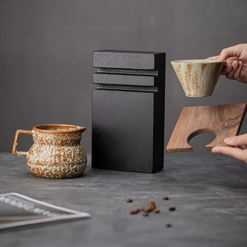 Ceramic Hand Brew Coffee Cup Set - Retro Style Artisan Drinkware