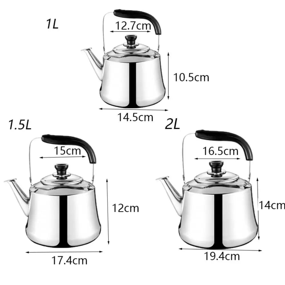 Stainless Steel Whistling Tea Kettle with Filter — 1L / 1.5L / 2L | Gas & Induction