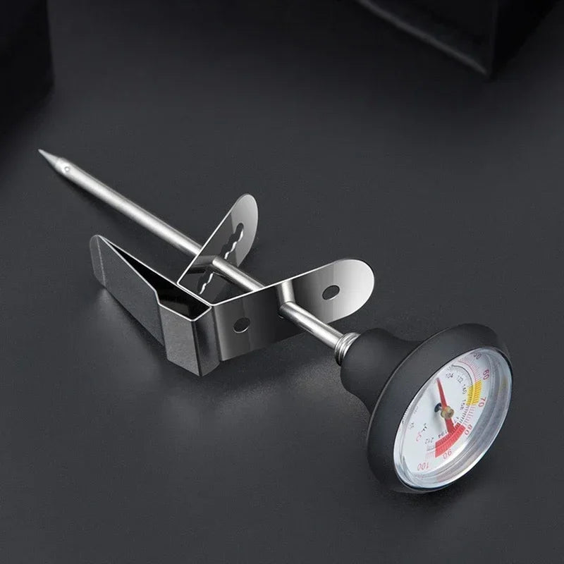 Stainless Steel Coffee & Milk Thermometer | Clip-On Analogue Probe | 0–100°C