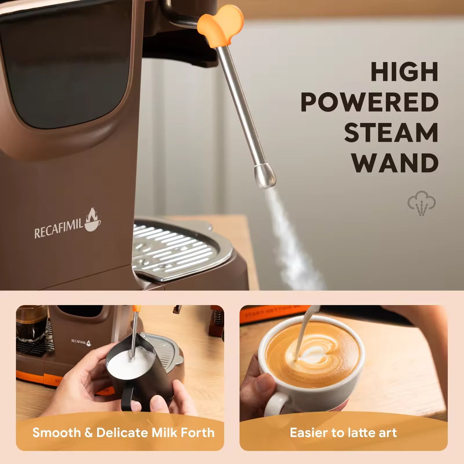 i Cafilas 19 Bar Semi-Automatic Espresso Machine with Built-in Frother